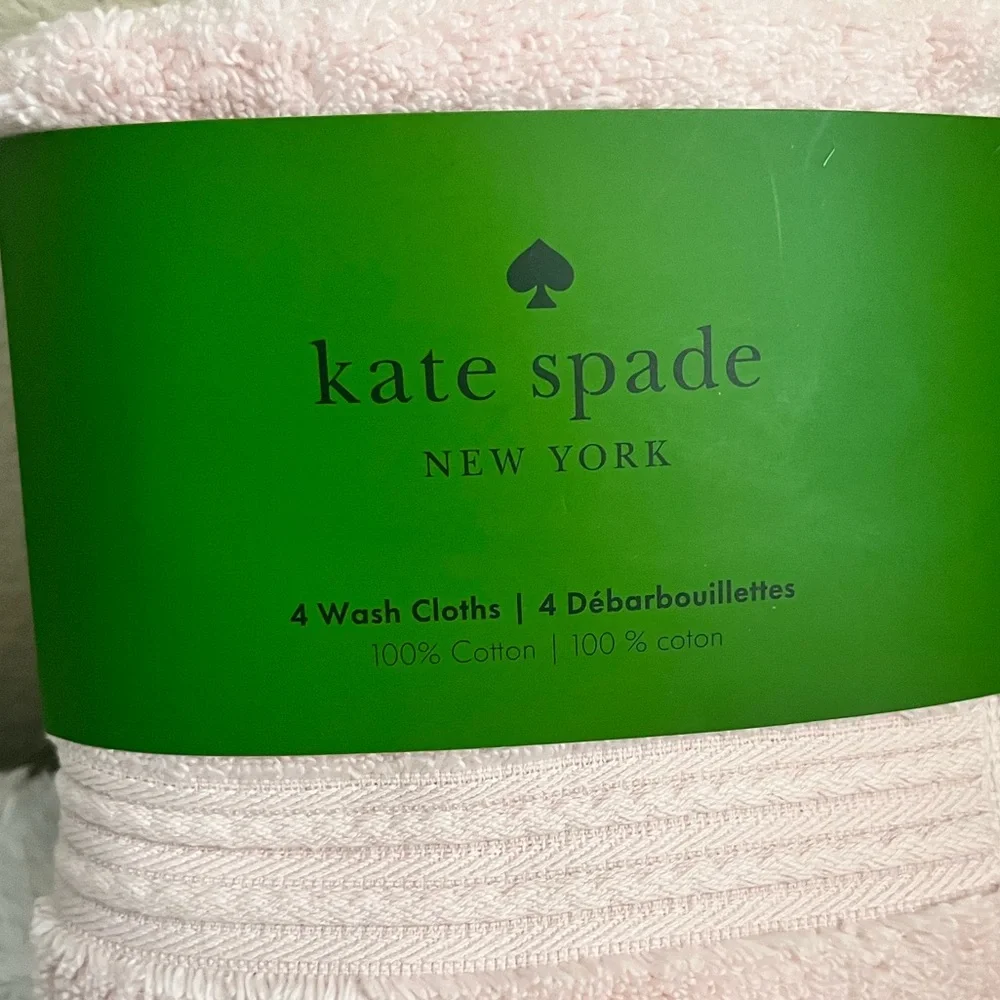 Kate Spade Light Pink Wash Cloths Set of 4 NWT